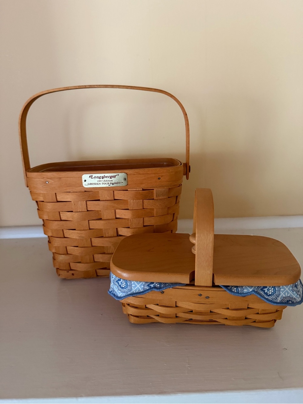 Longaberger Brown Woven Baskets. Set of 2. 1997/2000 collection